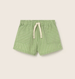 Cozmo Striped Linen-Look Cotton Baby Shorts Green-Striped Linen Look Cotton ss26