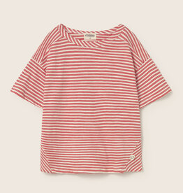 Cozmo Striped Slub Cotton T-Shirt Tomato-Striped Slub Cotton ss26