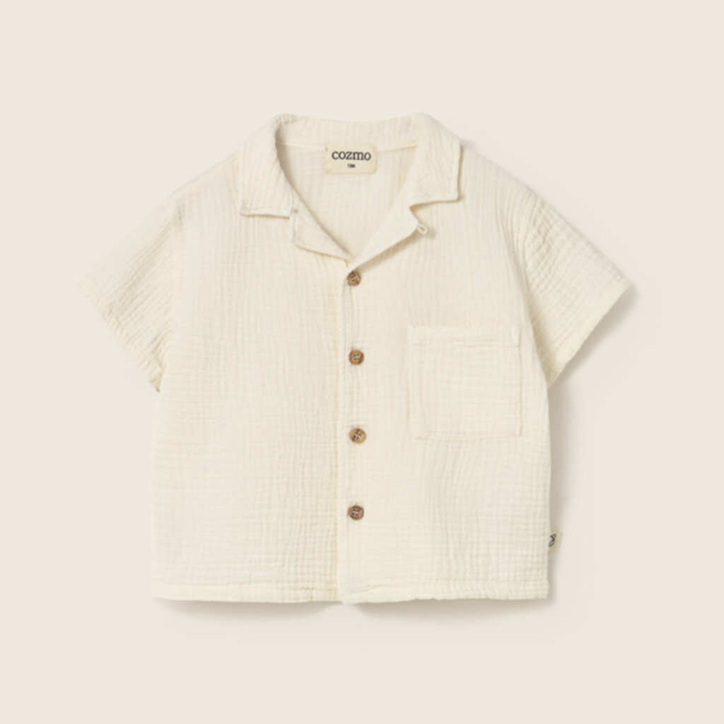 Cozmo Soft Gauze Cotton Baby Shirt Ivory-Soft Gauze Cotton ss26