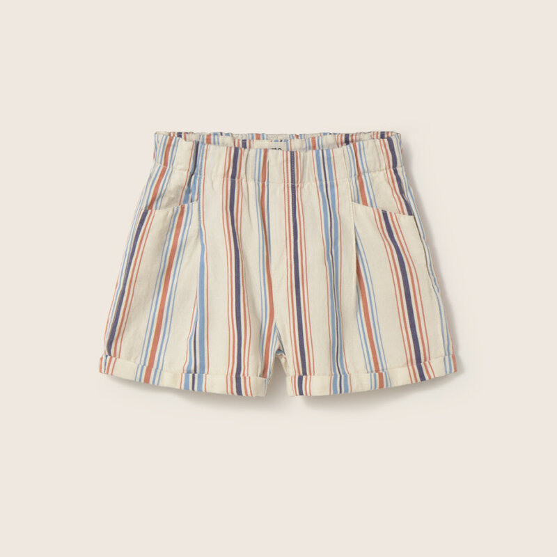 Cozmo Striped Cotton Baby Shorts Ivory-Striped Cotton ss26