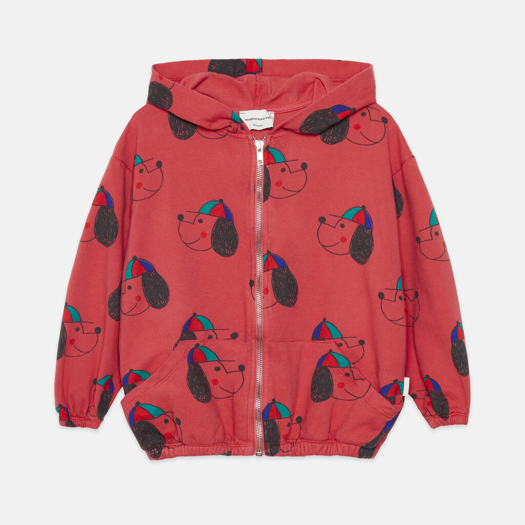 Weekend House Kids Cute dog all over hoodie Red ss26