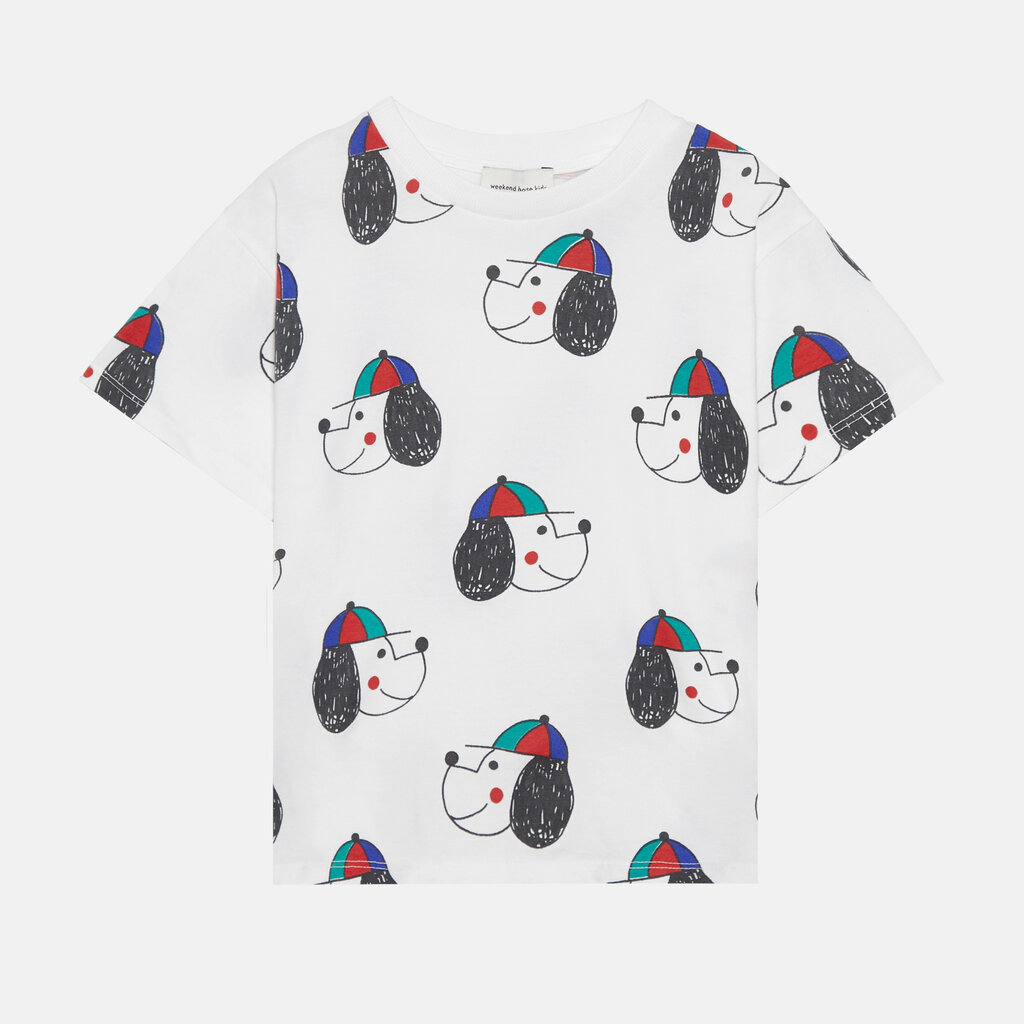 Weekend House Kids Happy dog all over t-shirt White ss26