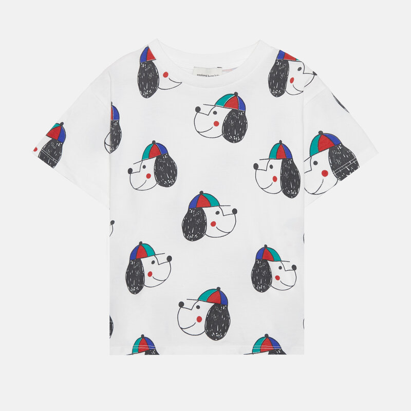 Weekend House Kids Happy dog all over t-shirt White ss26