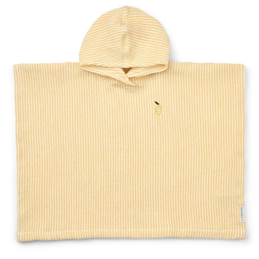 Liewood Paco Poncho Embroidery Lemon yellow / creme de la creme ss26