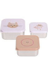 Laessig Snackdoosje RVS 3 stuks Tiny Team Cat
