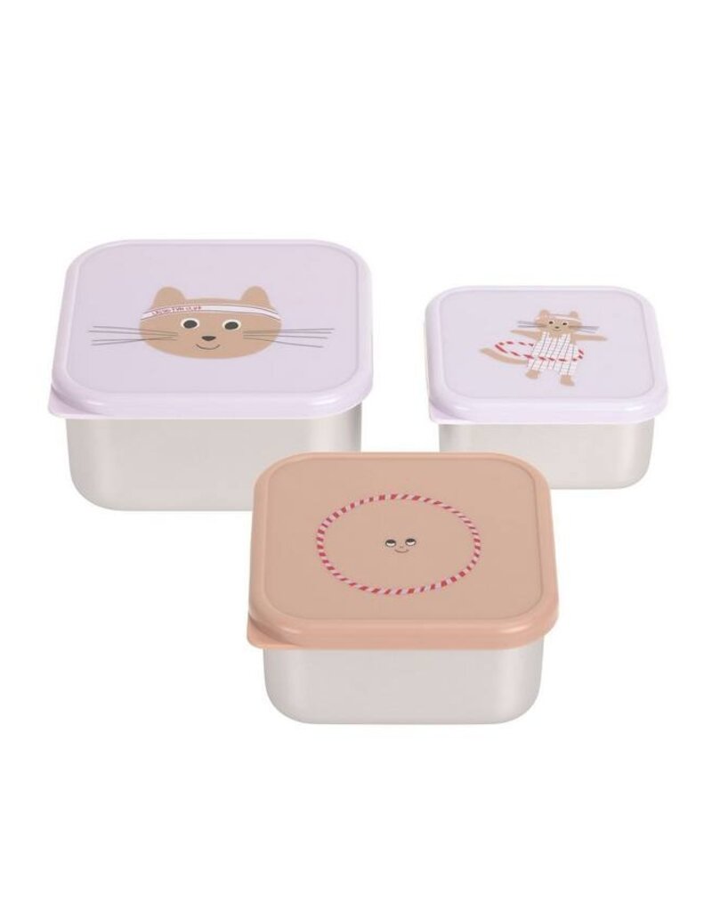 Laessig Snackdoosje RVS 3 stuks Tiny Team Cat