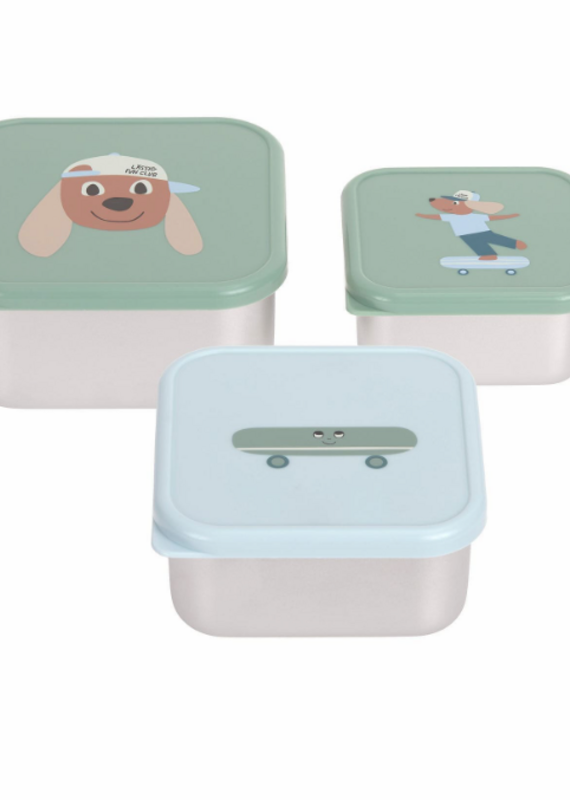 Laessig Snackdoosje RVS 3 stuks Tiny Team Dog