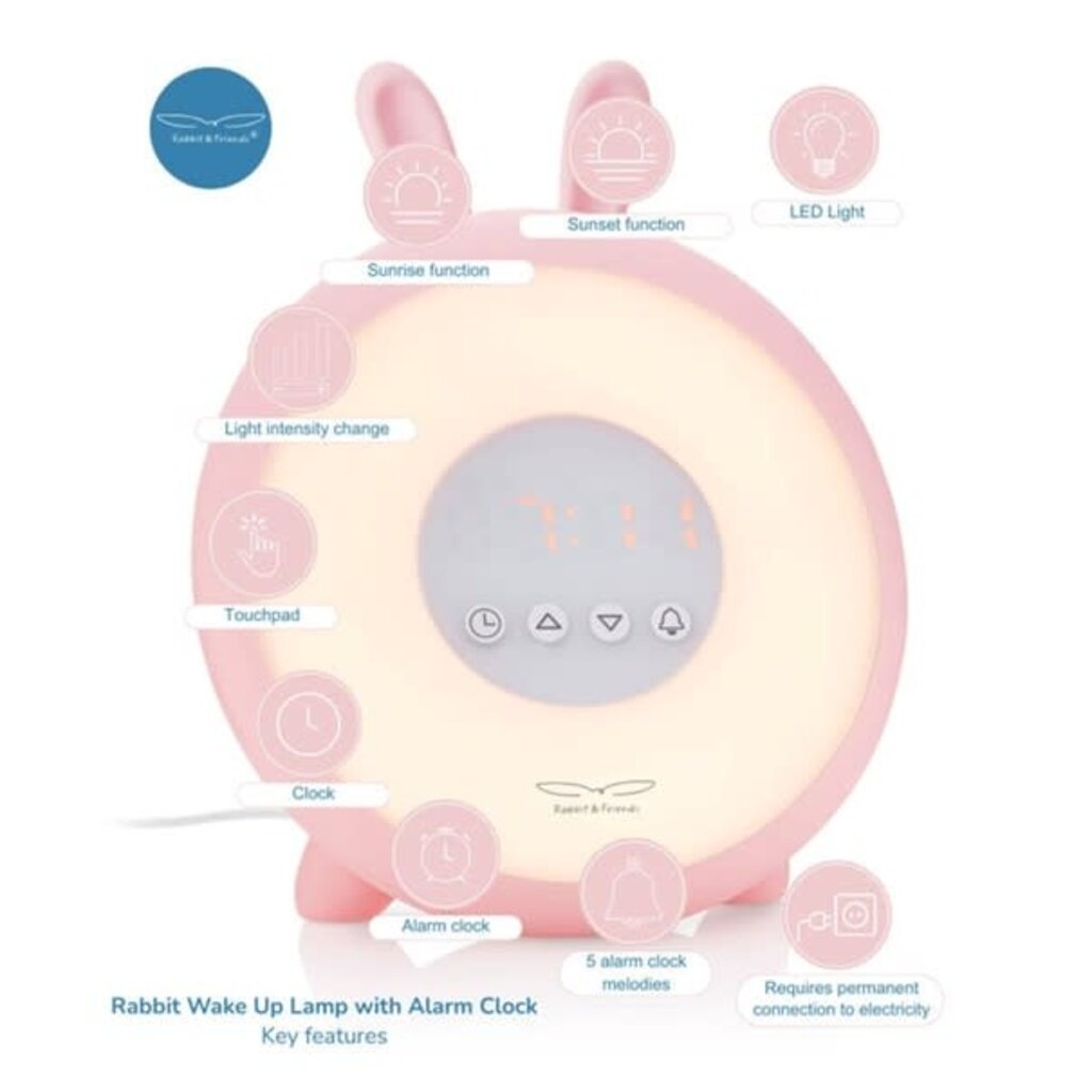 Rabbit & Friends Copy of Rabbit Wake Up Lamp with Alarm Clock, blue