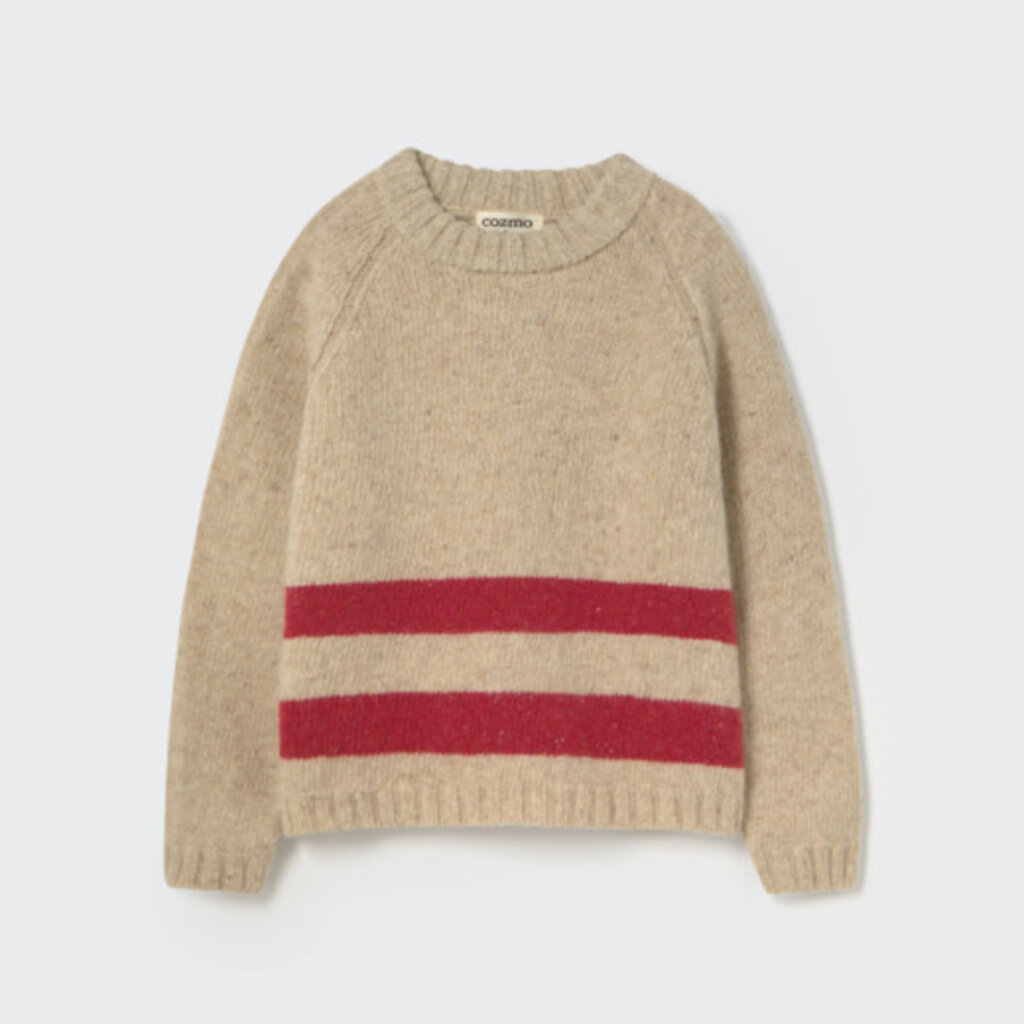 Cozmo Tweed Tricot Sweater Stone Red-Tweed Tricot