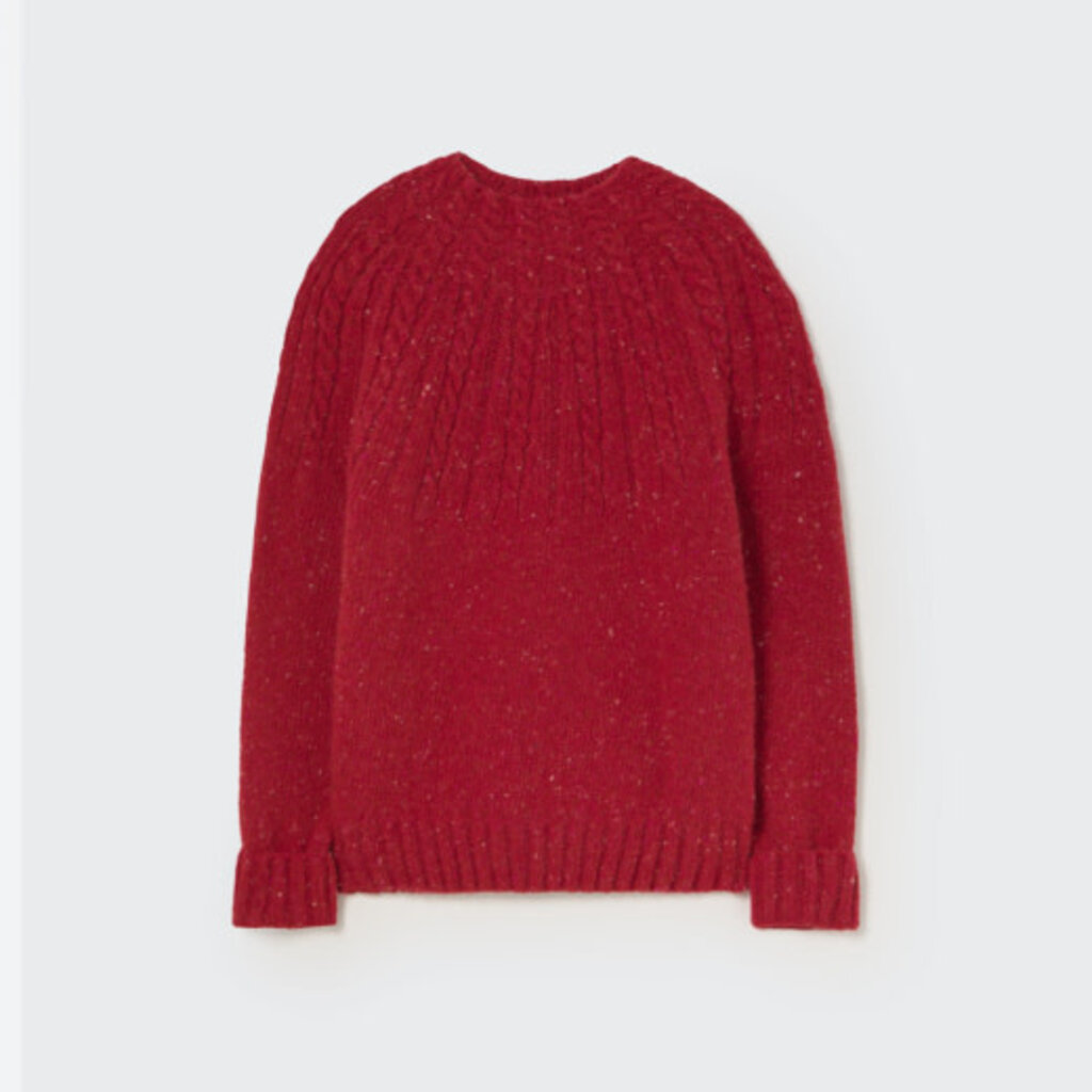 Cozmo Tweed Tricot Mock Neck Sweater Red Velvet-Tweed Tricot