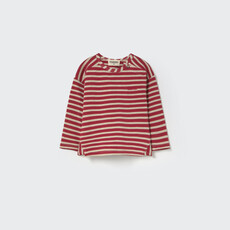 Cozmo Striped Elastic Fleece Baby T-Shirt Burgundy-Striped Elastic Fleece