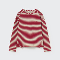Cozmo Striped Elastic Fleece T-Shirt Burgundy-Striped Elastic Fleece