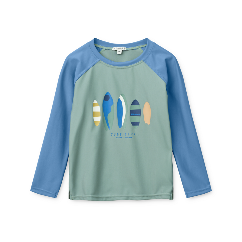 Liewood Noah Placement Longsleeve Swim Tee Boards / Light peppermint ss26