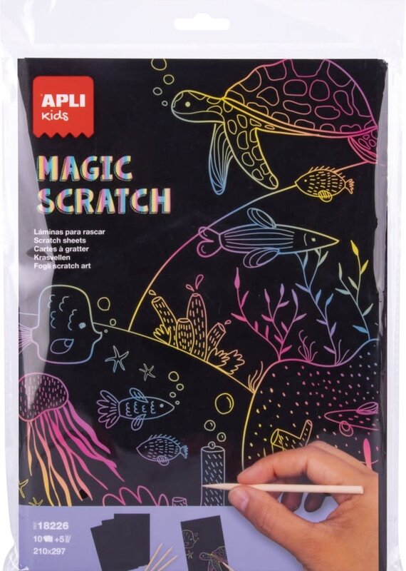 Apli Magische Krasblok (10 kaarten, 5 pennen)