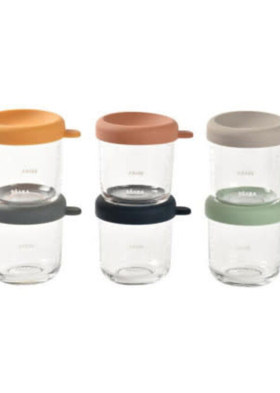 Beaba Set van 6 glazen bewaarpotjes 250 ml (Sunrise color mix)