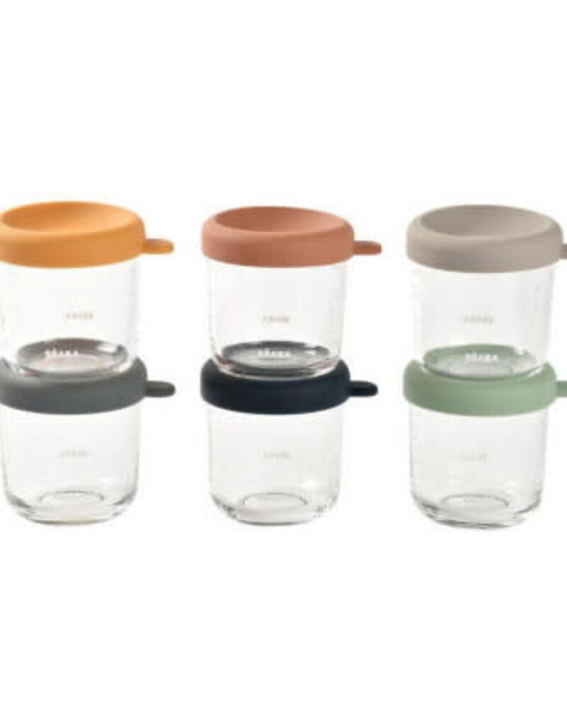 Beaba Set van 6 glazen bewaarpotjes 250 ml (Sunrise color mix)