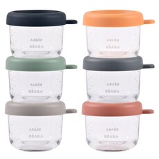 Beaba Set van 6 glazen bewaarpotjes 150 ml (Sunrise color mix)