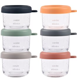 Beaba Set van 6 glazen bewaarpotjes 150 ml (Sunrise color mix)