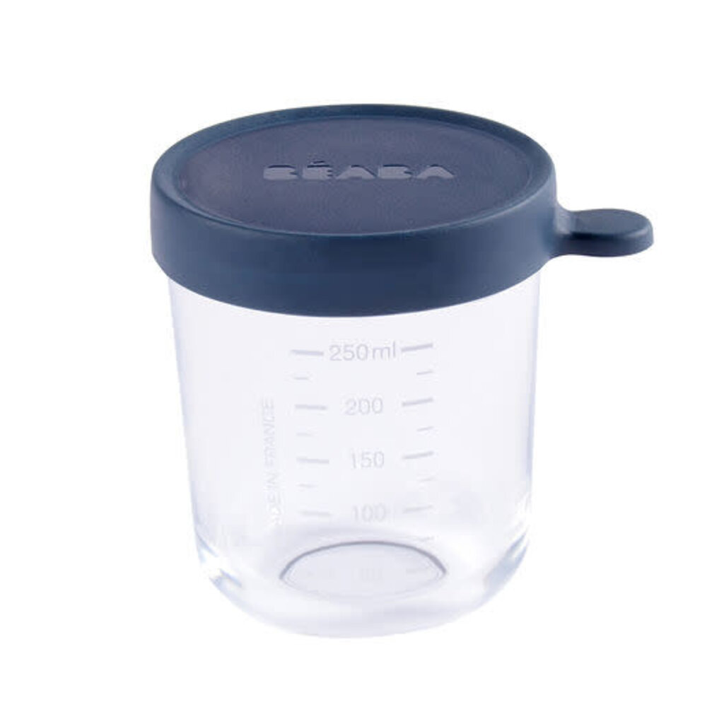 Beaba Glazen bewaarpotje 250ml donkerblauw