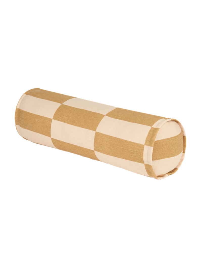 Nobodinoz Cylinder cushion Vibes mustard and sand tiles
