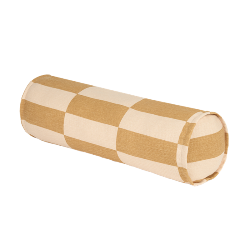 Nobodinoz Cylinder cushion Vibes mustard and sand tiles