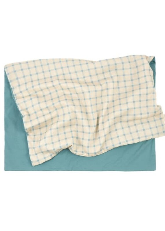 Nobodinoz Extra soft new born blanket Stories Limited edition Vanilla Blue Squares
