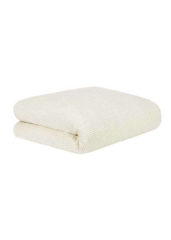 Nobodinoz Single duvet cover in washed double muslin Wabi-Sabi blue grid