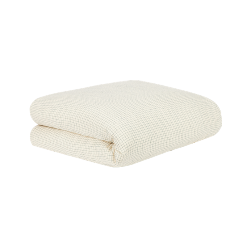 Nobodinoz Single duvet cover in washed double muslin Wabi-Sabi blue grid