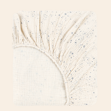 Nobodinoz Baby fitted sheet in washed double muslin wabi-sabi blue milky way