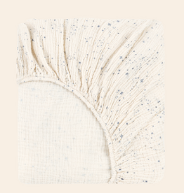 Nobodinoz Baby fitted sheet in washed double muslin wabi-sabi blue milky way