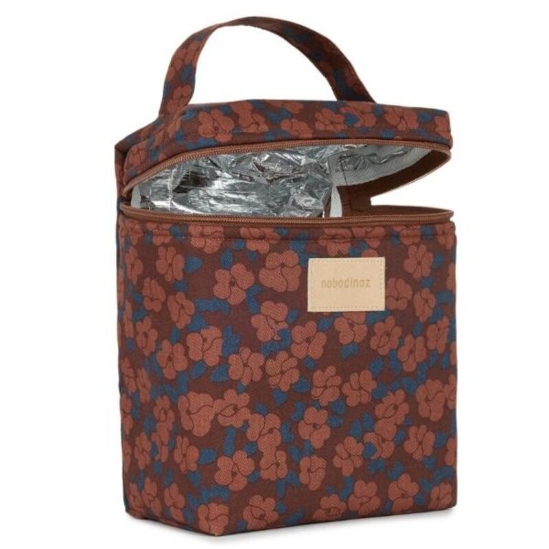Nobodinoz Hyde Park Insulated Bb Bottle_Lunch Bag 18X23X10 Maroon Poppies