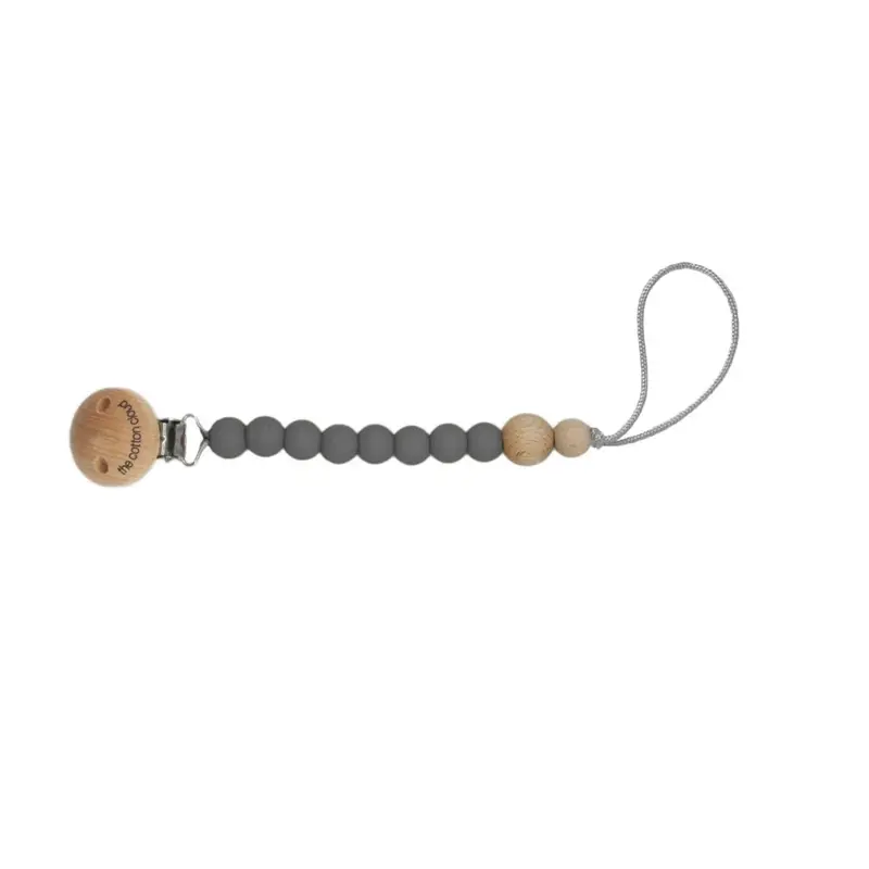 The Cotton Cloud Round Pacifier Holder Light Grey