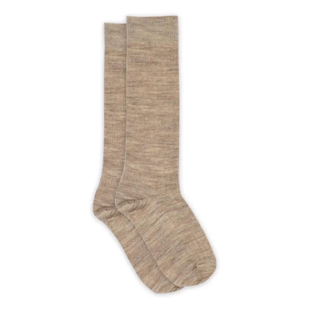 mp Denmark Wool rib knee socks 69017 Light Brown Melange