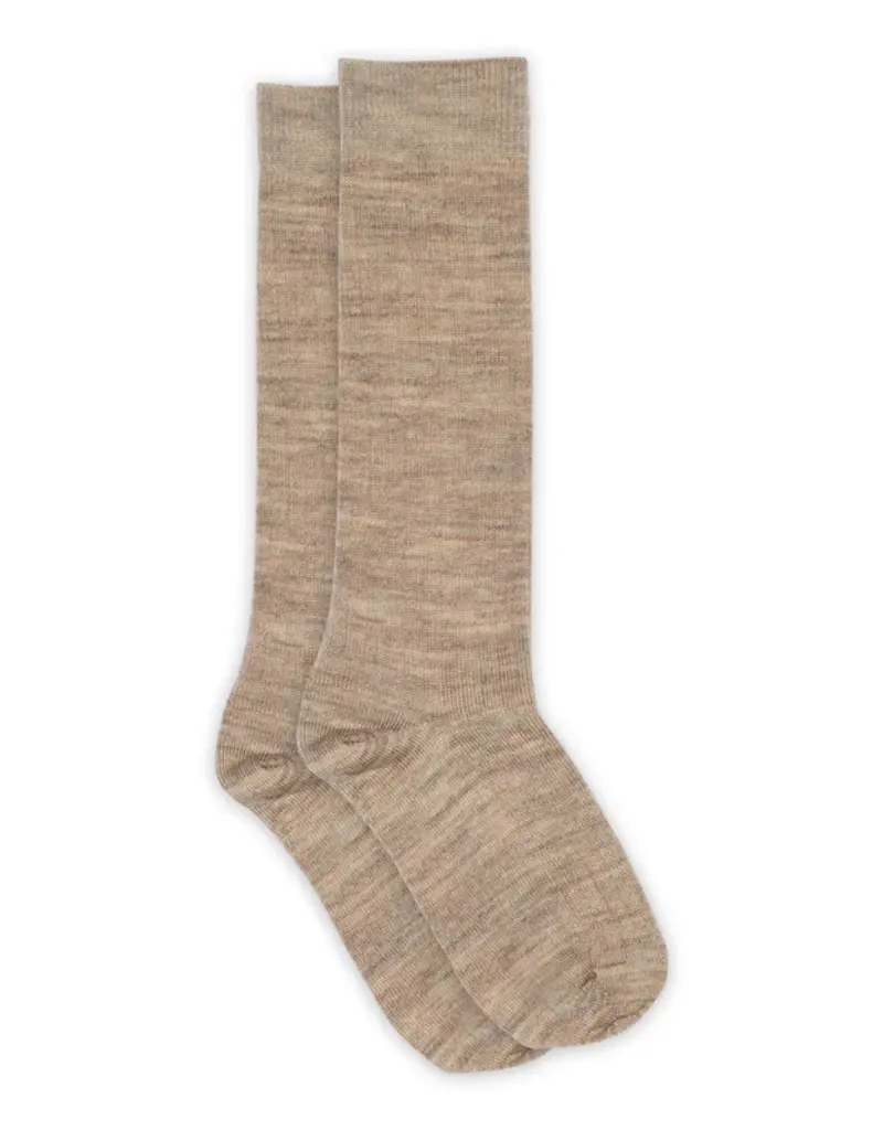 mp Denmark Wool rib knee socks 69017 Light Brown Melange