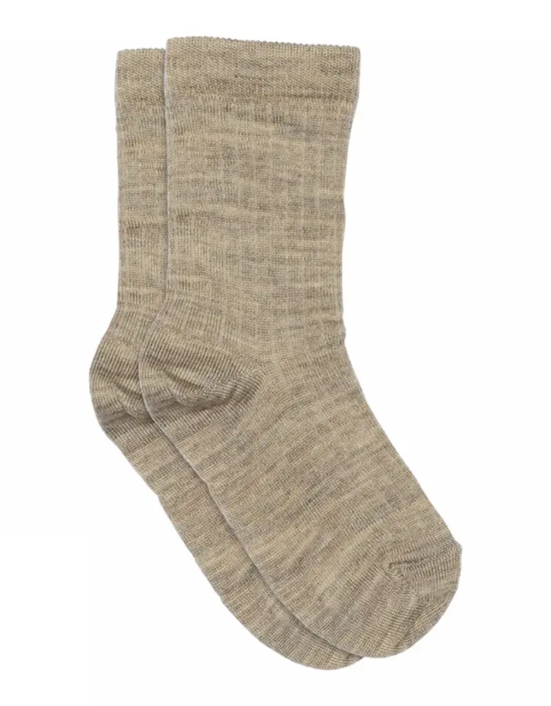 mp Denmark Wool rib socks 718 Light Brown Melange