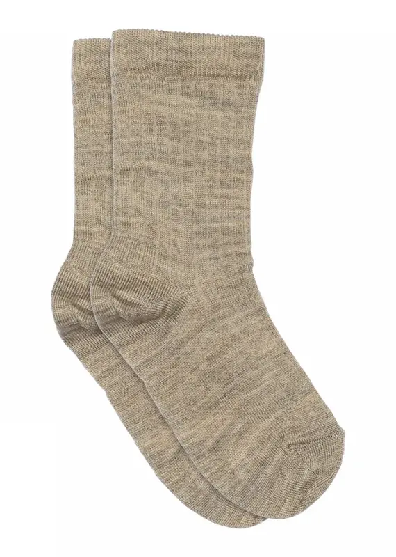 mp Denmark Wool rib baby socks 589 Light Brown Melange