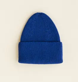 Hvid Beanie Fonzie cobalt blue