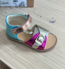 Naturino Sandalen Jead Mettalic Platinum-Fuchsia-Celeste 23