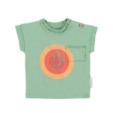 Piupiuchick t'shirt | green w/ multicolor circle print 8y