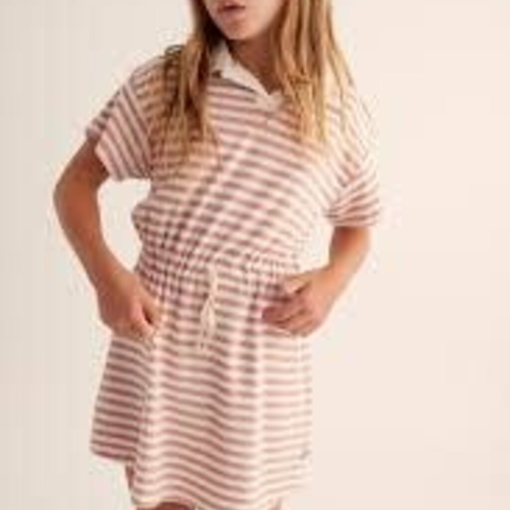 Cozmo Organic Striped Toweling Dress Rose 8y