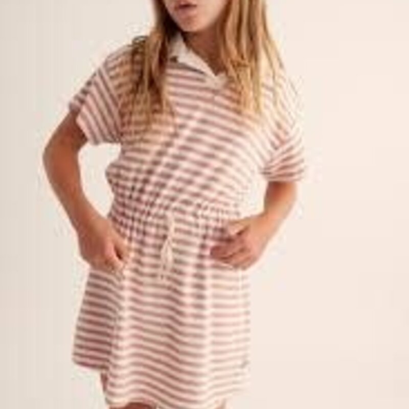 Cozmo Organic Striped Toweling Dress Rose 8y