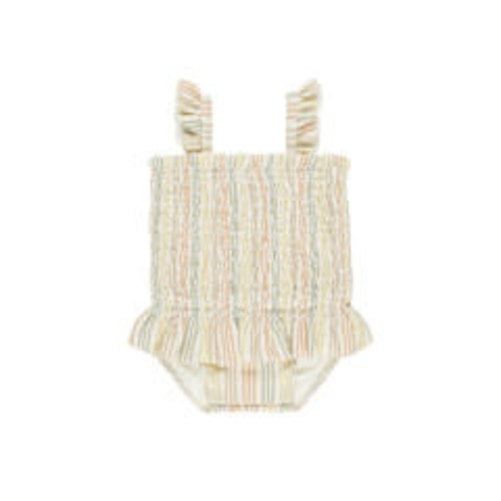 Quincy Mae Smocked One-Piece Swimsuit || Multi Stripe 12-18M