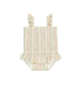 Quincy Mae Smocked One-Piece Swimsuit || Multi Stripe 12-18M