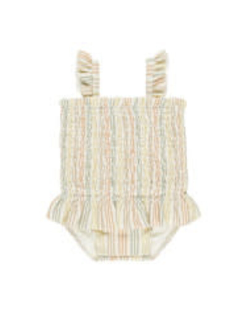 Quincy Mae Smocked One-Piece Swimsuit || Multi Stripe 12-18M