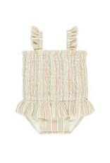 Quincy Mae Smocked One-Piece Swimsuit || Multi Stripe 2-3Y