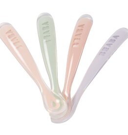 Beaba Set van 4 siliconenlepels - 1ste leeftijd -roze, groen (	cotton candy, marshmellow, green grey, lila)