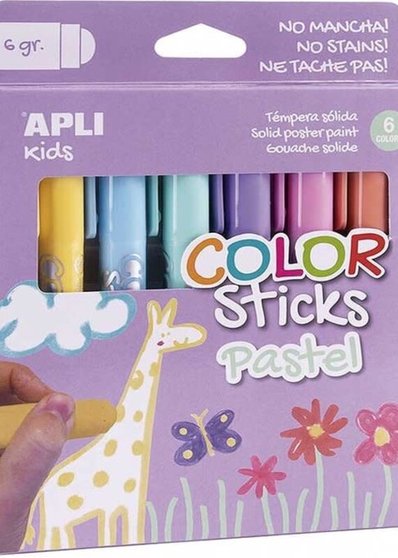 Apli Color stick dik PASTEL 6 kleuren