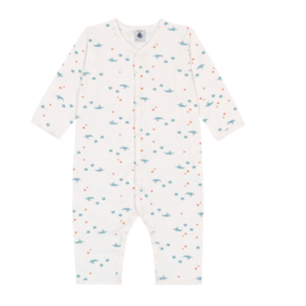 Petit Bateau Footless Sleepsuit A0Fd6 Marshmallow/Multico ss26