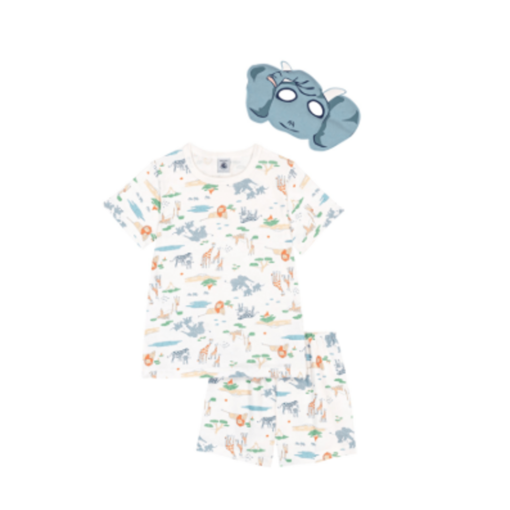 Petit Bateau Pyjacourt + Masque A0F6M Marshmallow/Multico ss26