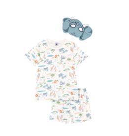 Petit Bateau Pyjacourt + Masque A0F6M Marshmallow/Multico ss26